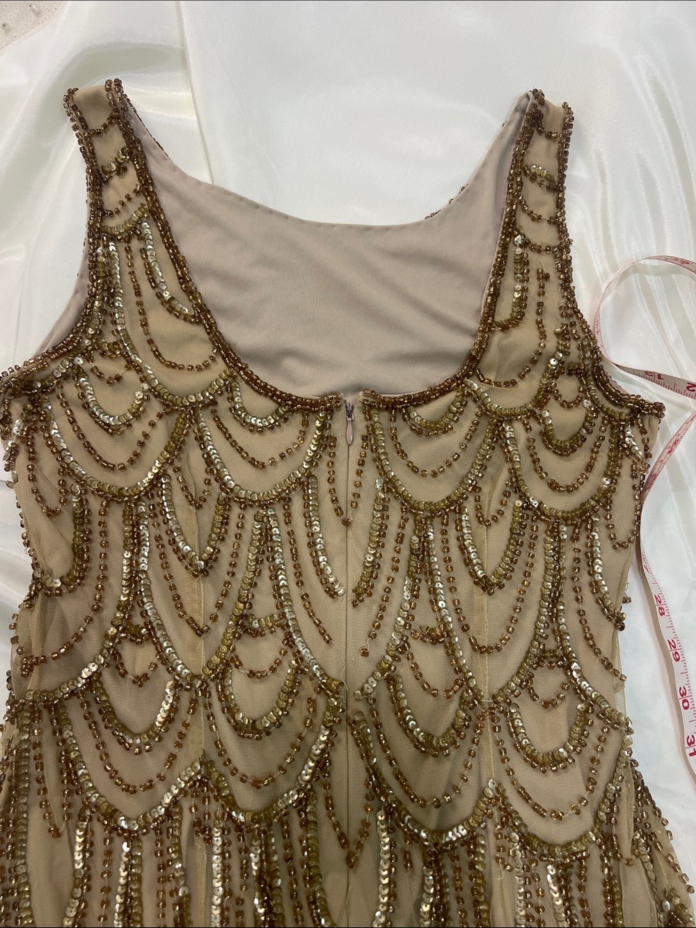 Pisarro Nights Gold Beaded Scallop-Pattern Mini Dress - Picture 14 of 17